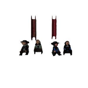 Vintage Cast Iron Miniature Amish People Children 4 Figurine Trinkets Lot Sleds